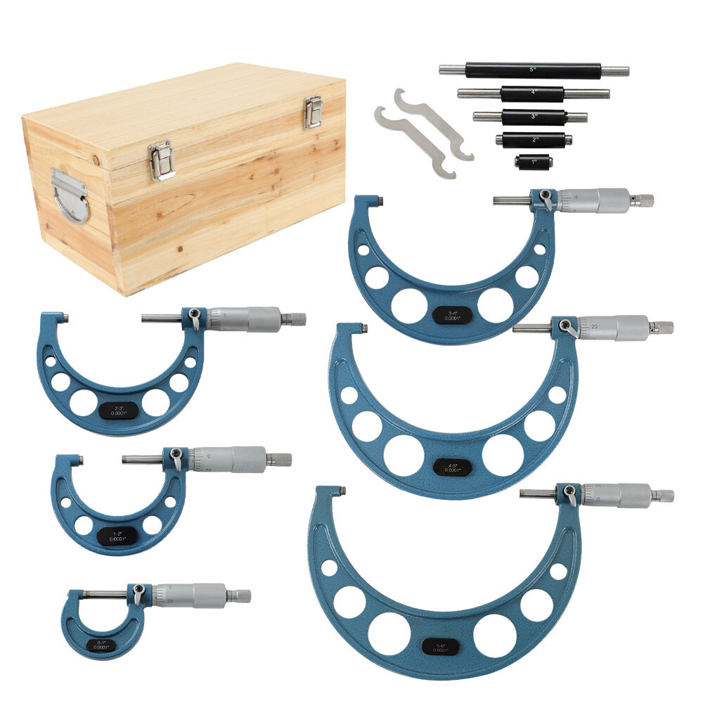 6 Pack 0-6″ Precision Outside Micrometer Set 0.0001″ Carbide Standards Set