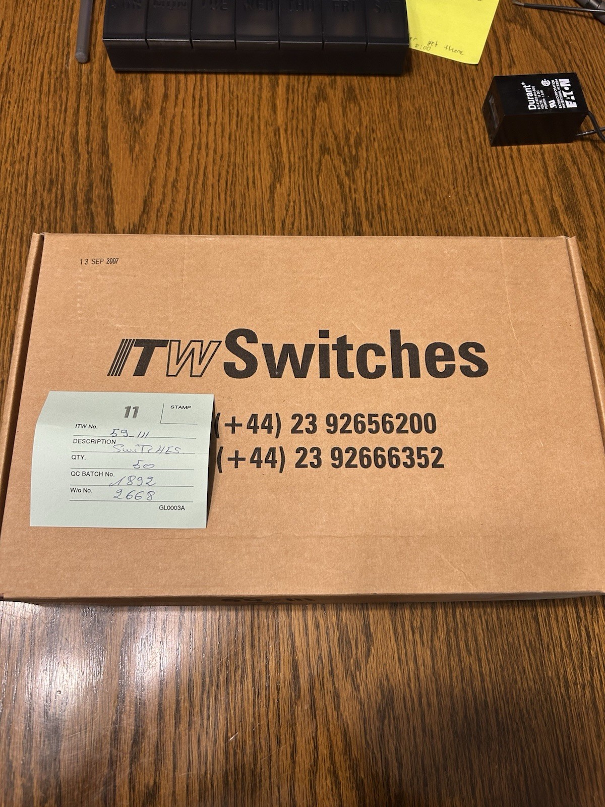 59-111 ITW Pushbutton Switch, SPST, Momentary, Solder Terminal, Panel Mount (50)