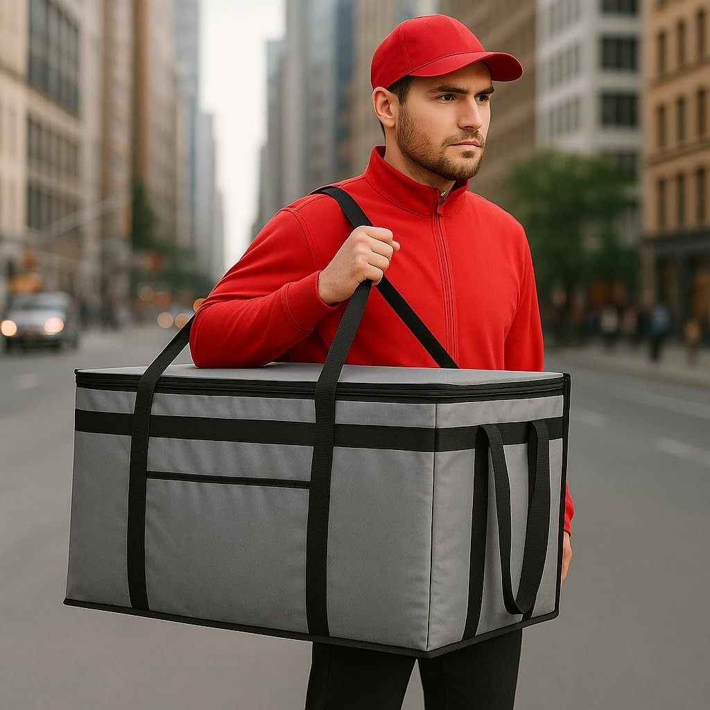XXXL Insulated Catering Bag 22x14x13 – Heat Retaining Food Delivery Cooler – Gra