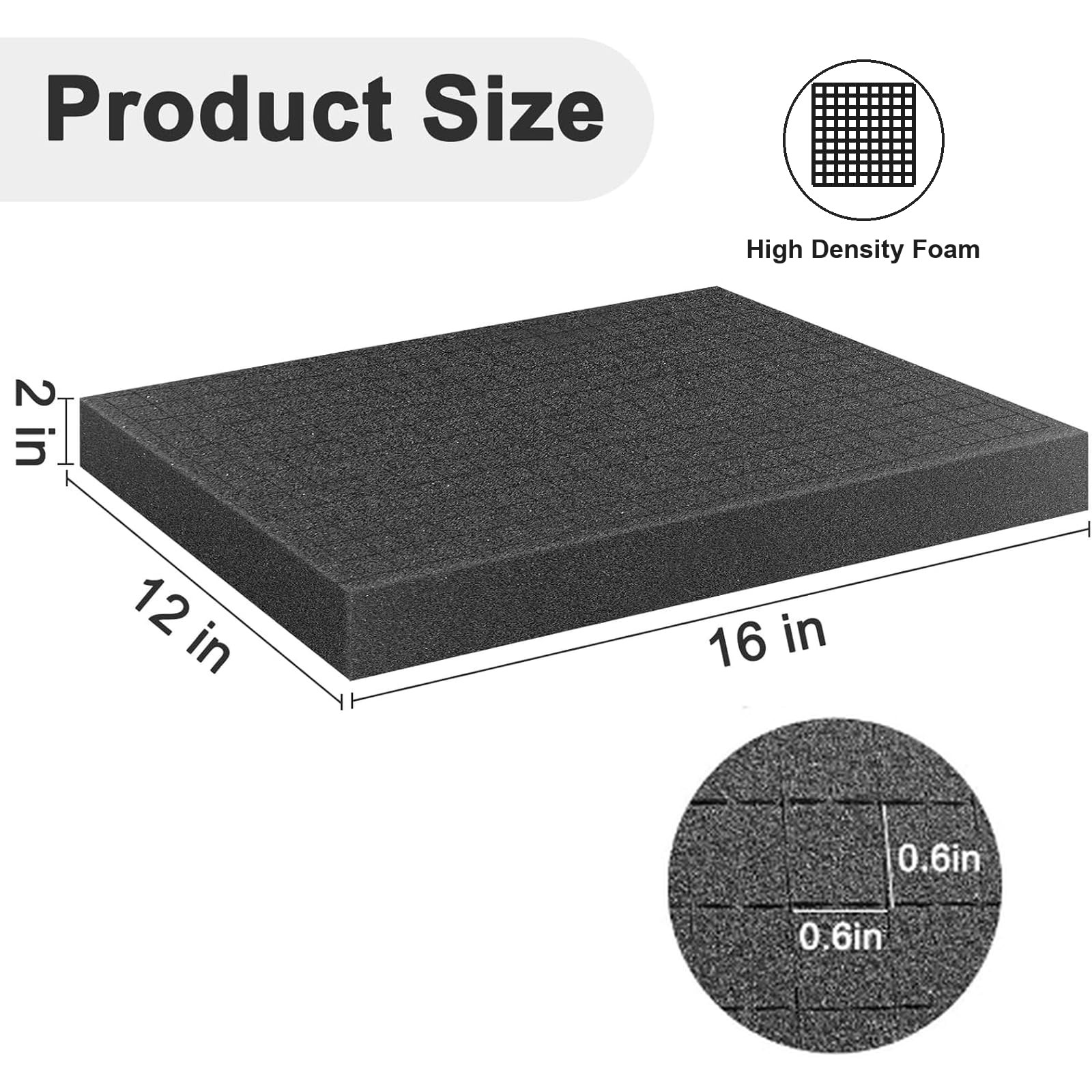 2-Pack 16 x 12 x 2″ Pre-Cubed Customization Case Foam Inserts