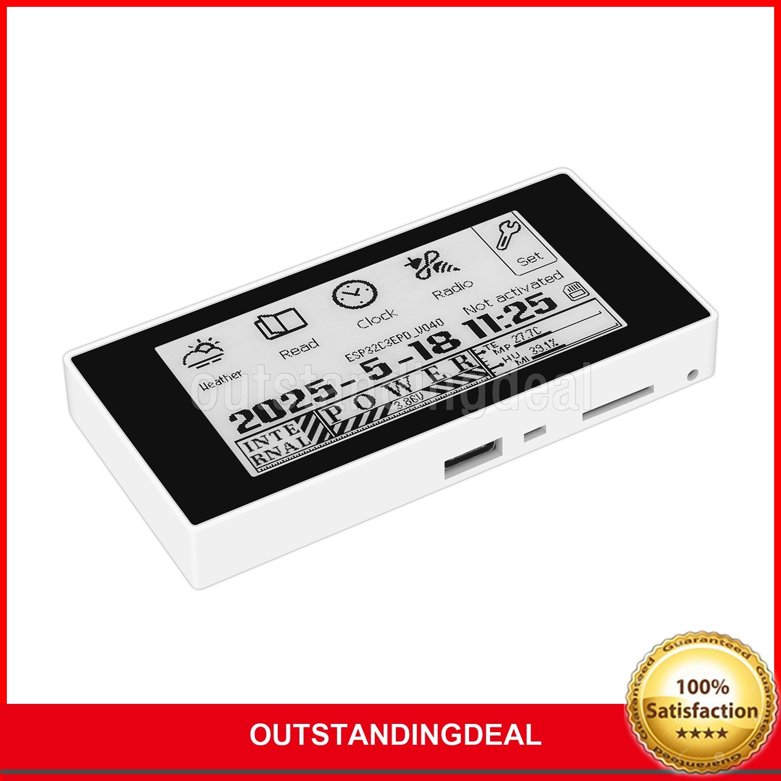 HAMGEEK RW01 Mini E-Ink Reader E-Book Reader (Black Panel) for Weather Clock