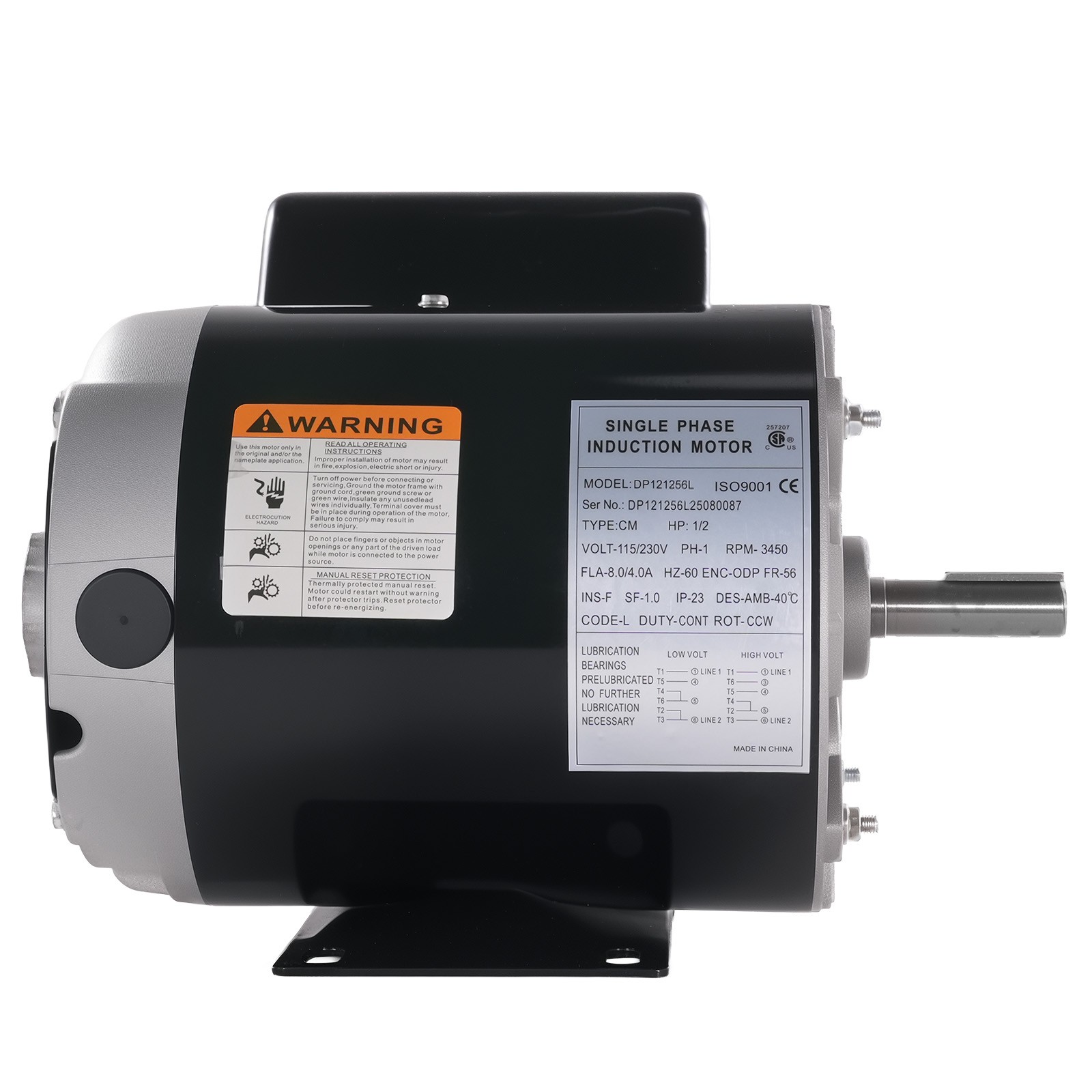 1/2HP/1HP/2HP Electric Motor Air Compressor Motor 60 Hz Single Phase 3450 RPM