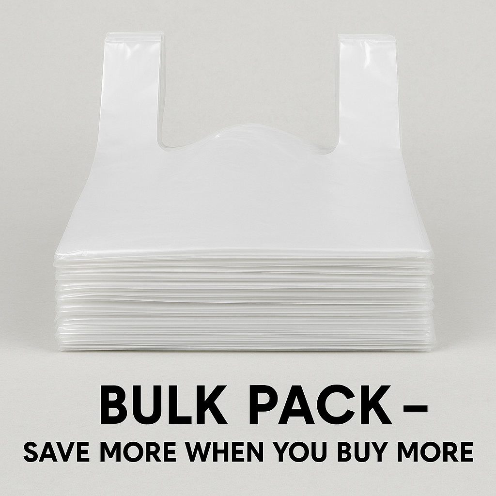1/6 Clear Reusable T-Shirt Bags 3 Mil Extra Heavy Duty 11.5×6.5×21 Bulk Qty