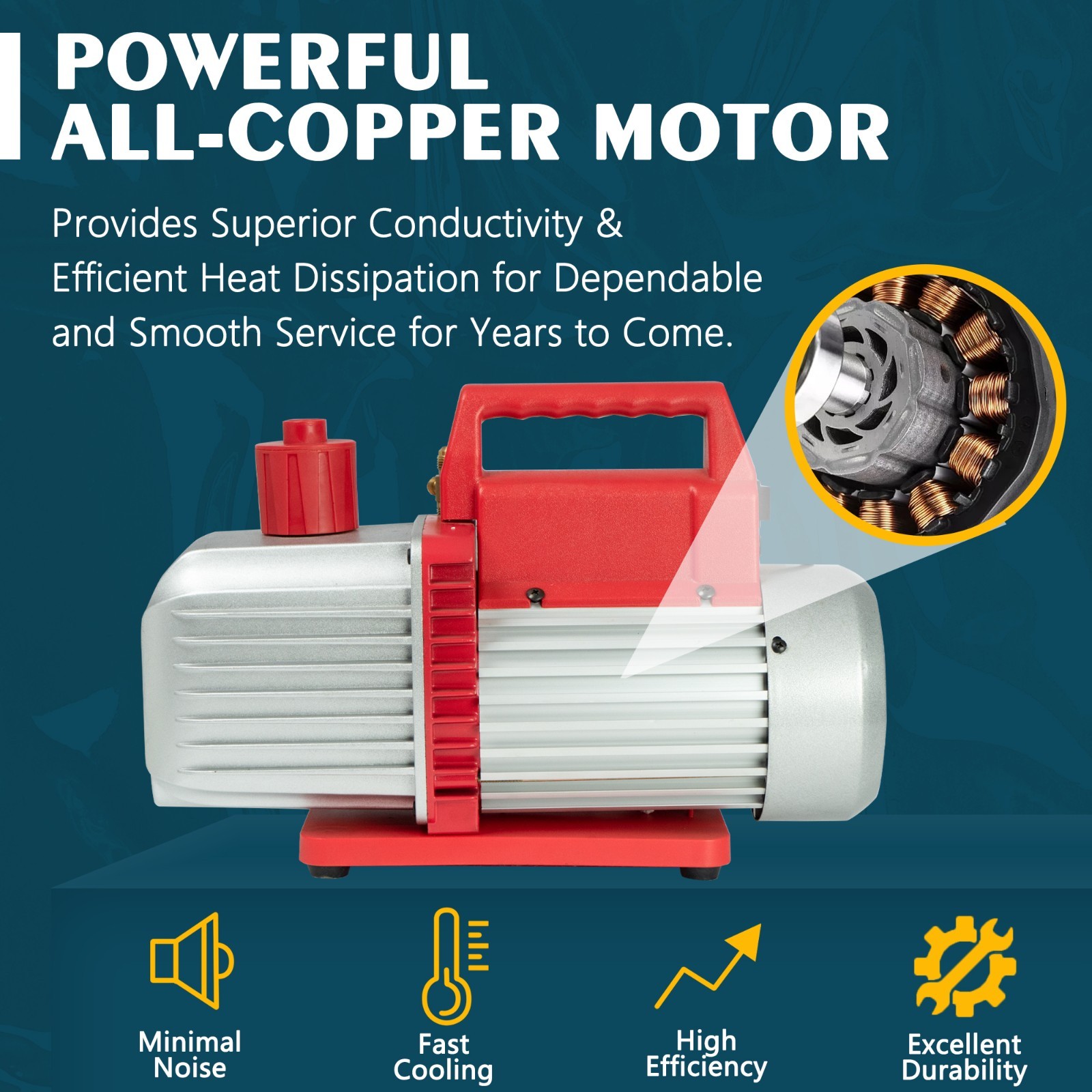 Kozyvacu Dual-Stage HVAC Vacuum Pump, 5.0 CFM – Ideal for AC Repair Tools, Car