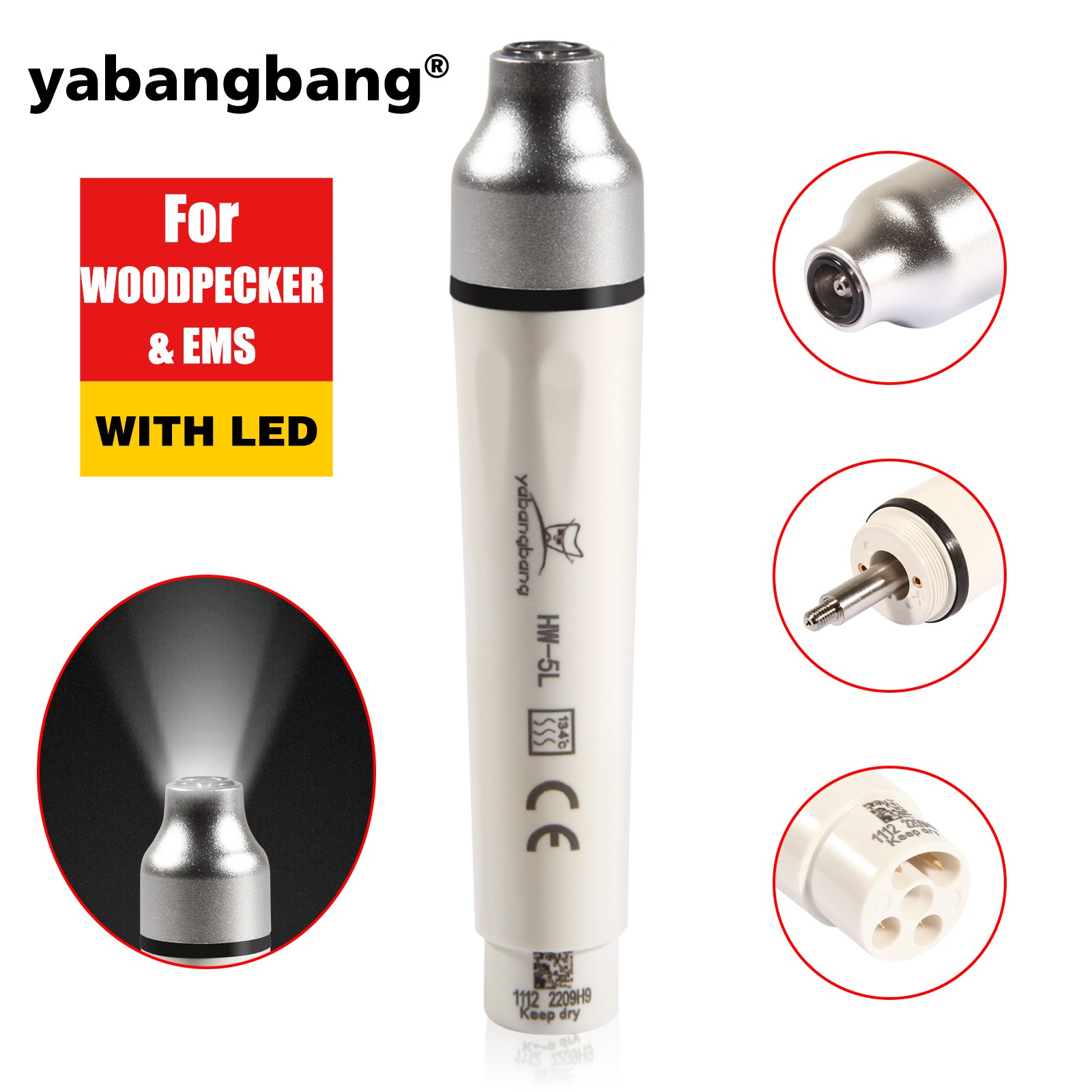 Ultrasonic Piezo Scaler Handpiece HW-3H HW-5L LED Fit EMS DTE SATELEC Woodpecker