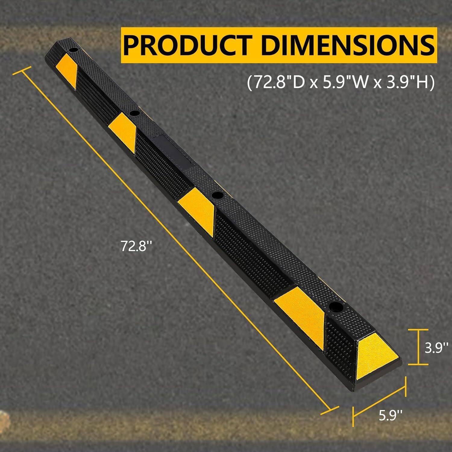 2 Pack Curb Parking Garage Floor Stopper 72″ Heavy Duty Rubber Parking Curb