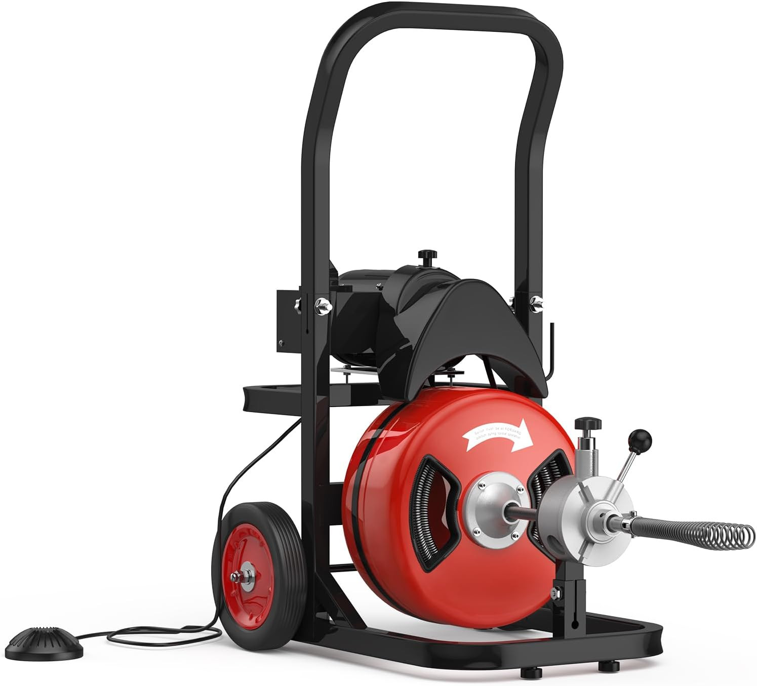 Drain Cleaner Machine Electric Drain Auger 75 FT x 1/2 In Auto Feed with Cutters