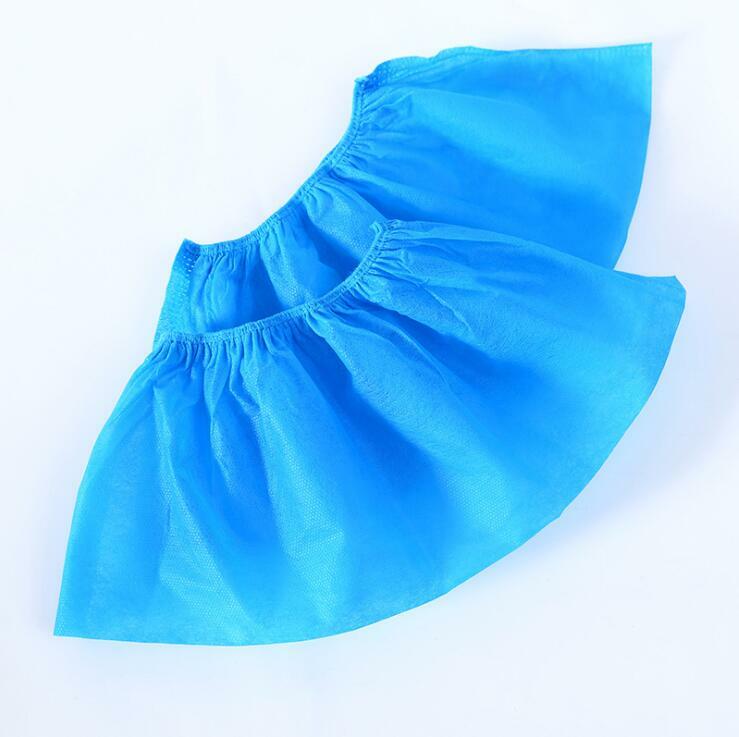 100Pcs Disposable Shoe Covers Non-woven Non-Slip Resistant Dust proof Blue Color