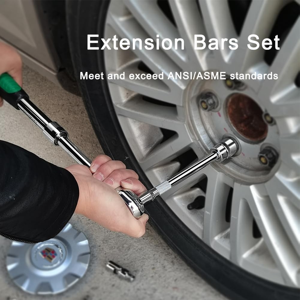 4-Piece 3/8 Inch Drive Extension Bar Set, Includes 3, 6, 3/8″ Drive, Silver