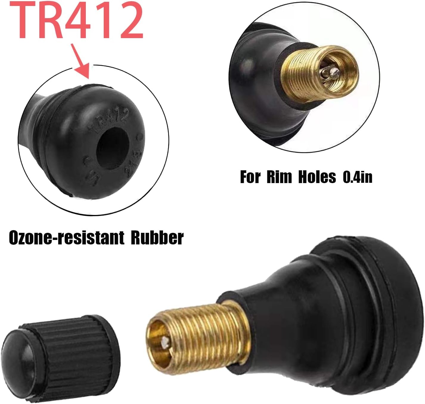 Tire Valve Stem Installation Kit – 6pcs TR412 Stems & 4-Way Valve Core Tool Set