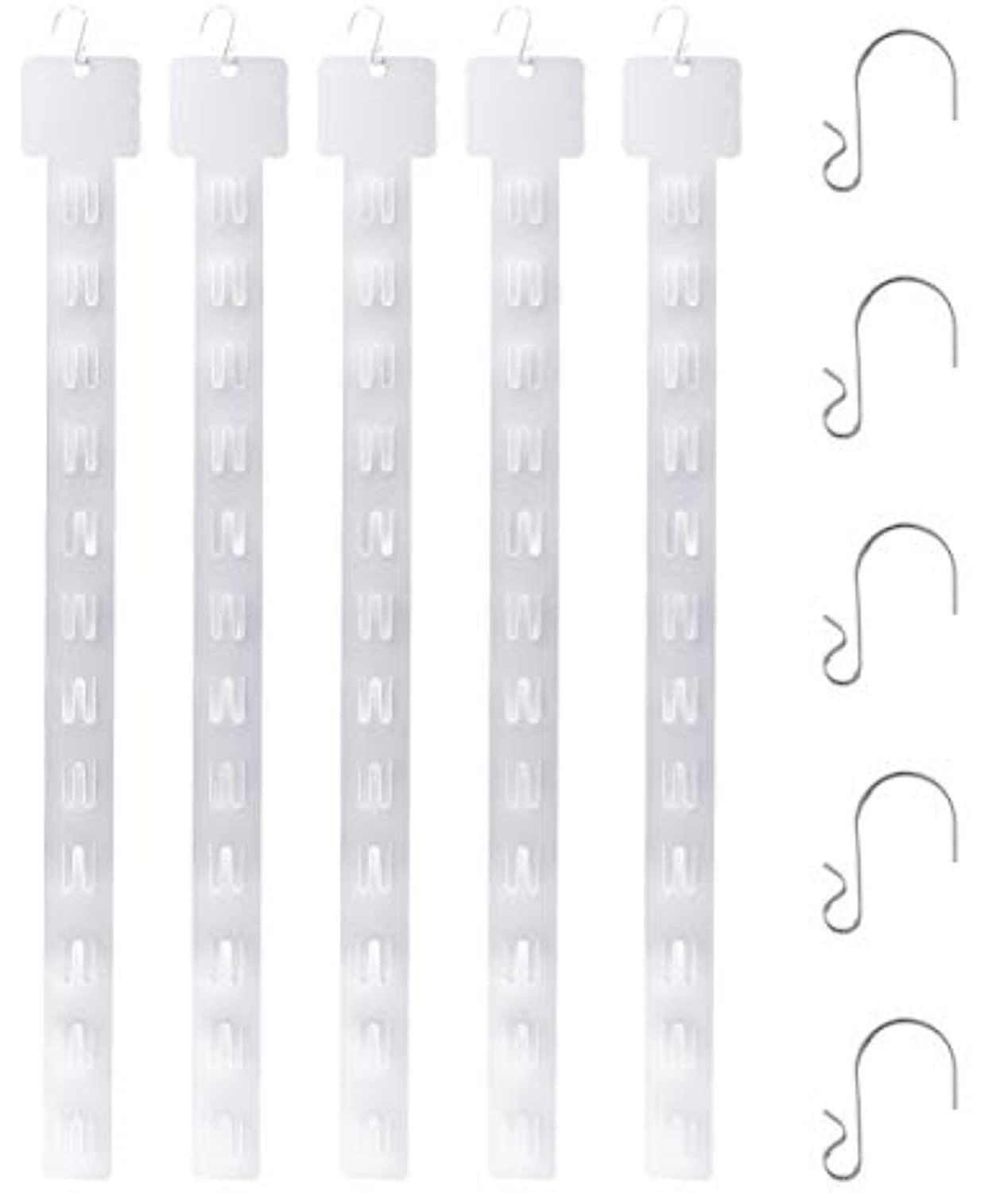 5 pack Retail Clip Hanging Merchandise 12 Tab Plastic Display Strip + 5 S-Hook