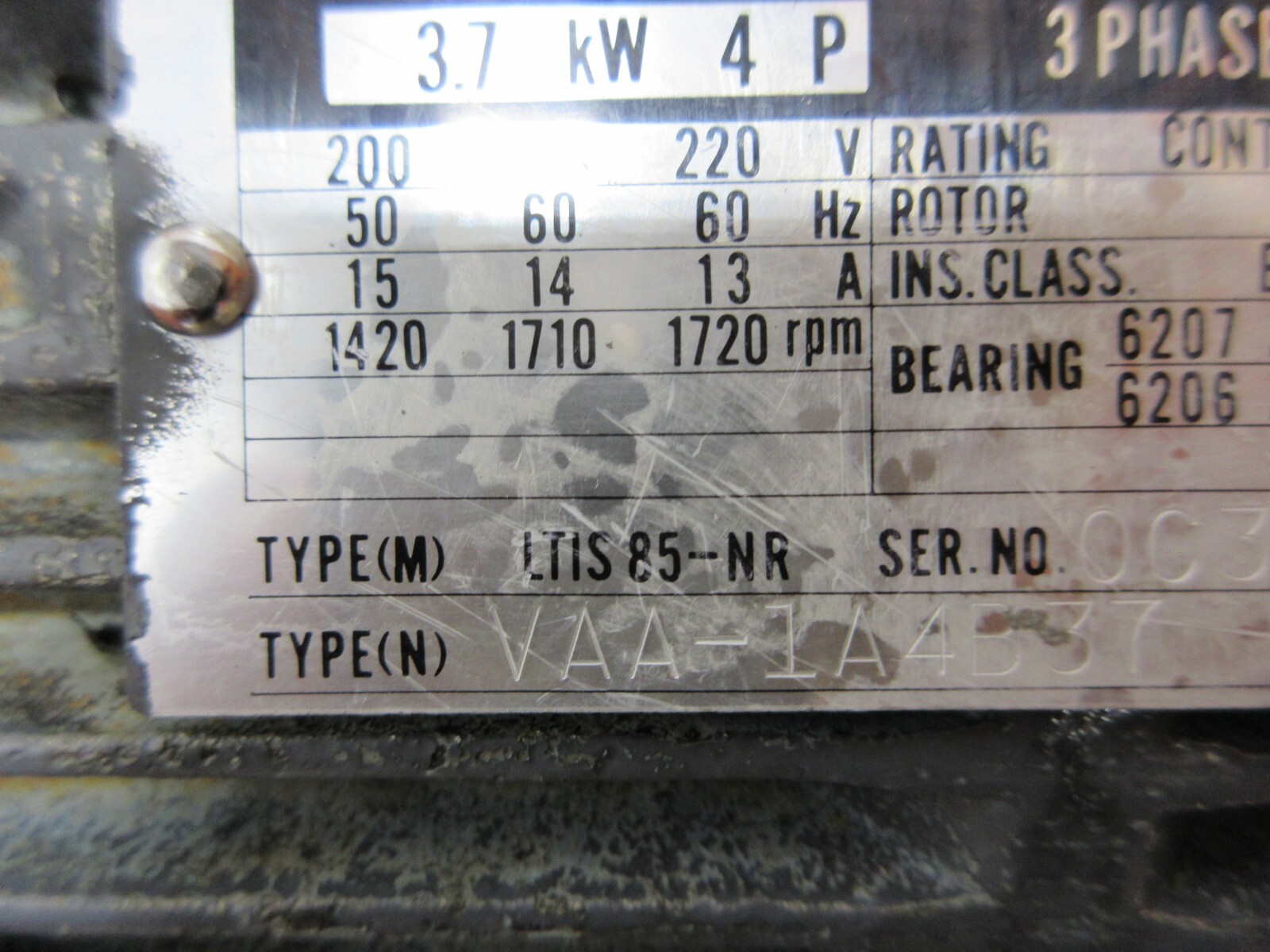 *SPECIAL*MAZAK MOTOR LTIS85-NR VAA-1A4B37 UVC-1A-A3-3.7-4-1048A VDC-1B-2A3-1048A
