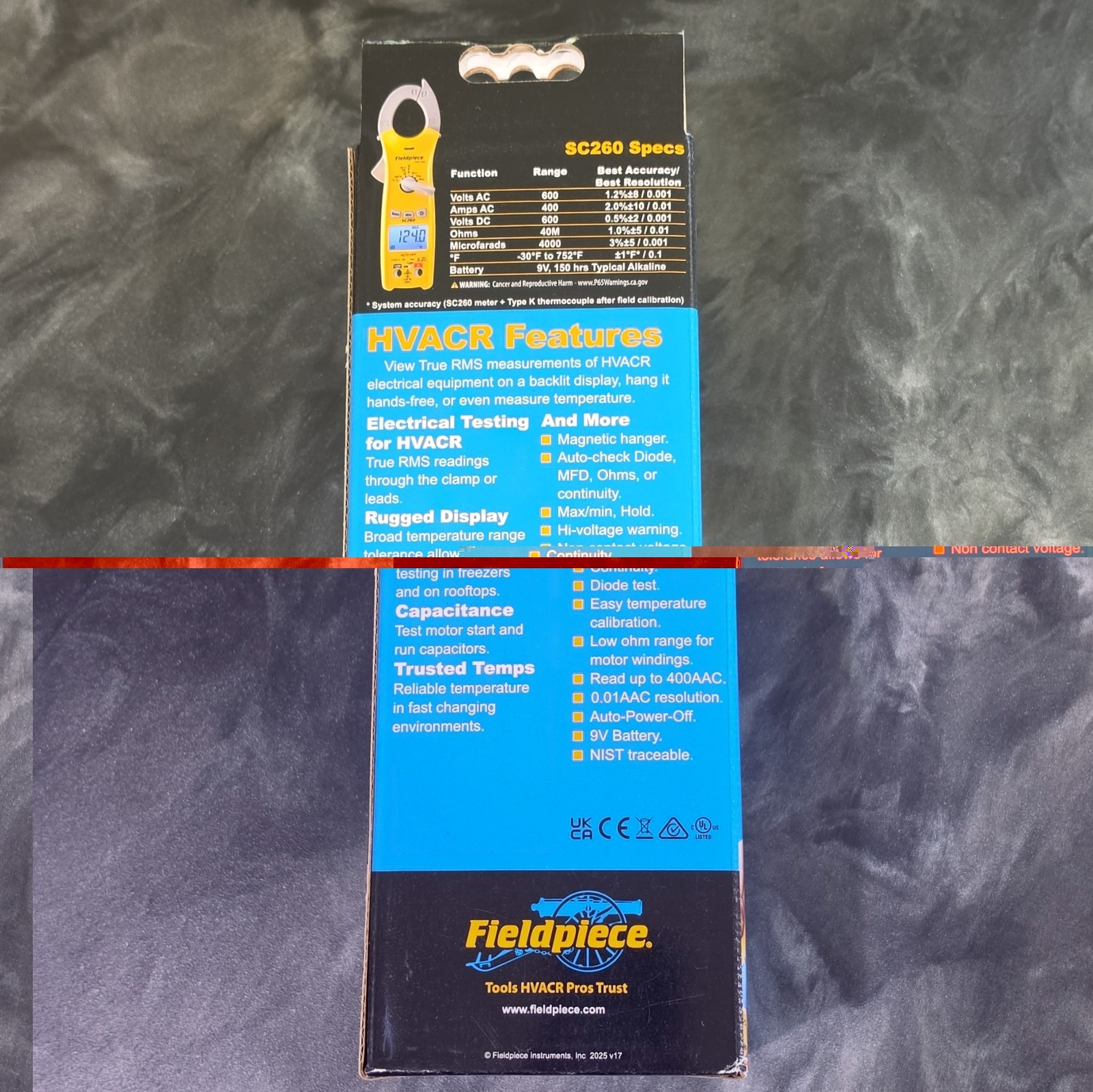Fieldpiece SC260 True RMS Compact Clamp Meter w/ Magnet, CAT III, 400A 600V