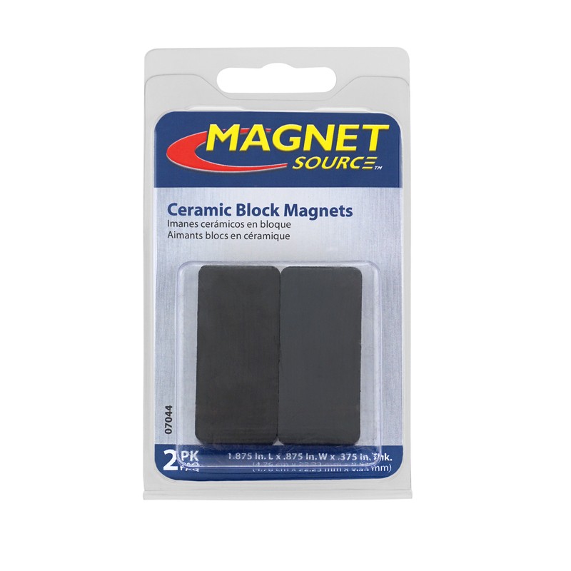 Magnet Source 1.875 in. L X .875 in. W Black Ceramic Block Magnets 3 lb. pull 2
