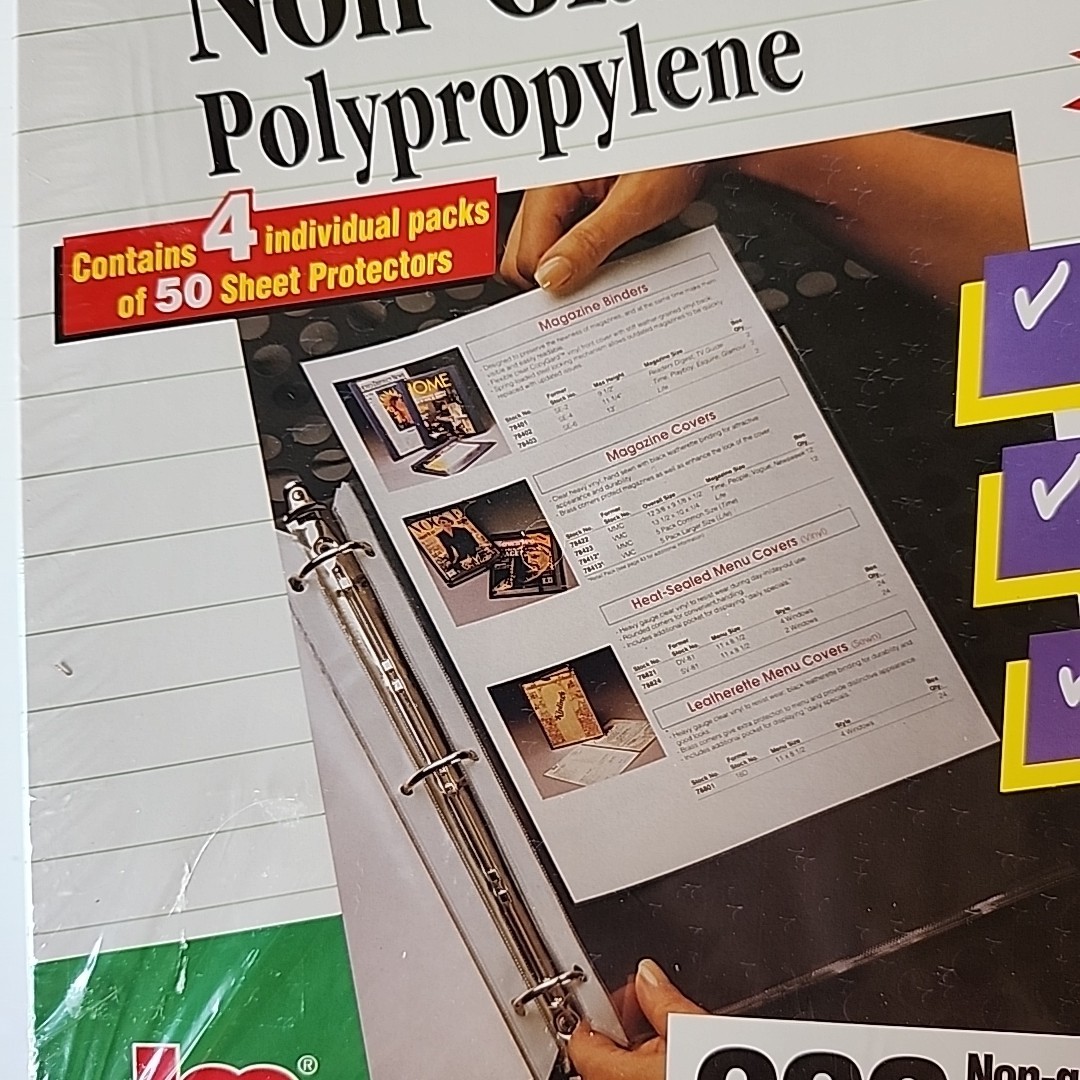 JM Heavyweight Top Loading 200 Pak Sheet Protectors Non-Glare8 1/2″ x 11″ 3 Hole
