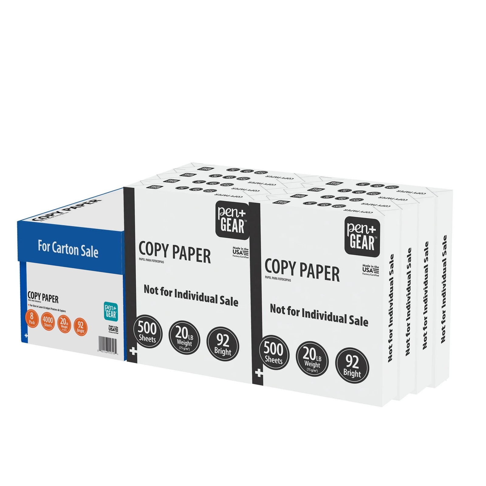 Copy Paper, 8.5″ x 11″, 92 Bright, 20 lb., White, 8 Ream Case (4,000 Sheets)