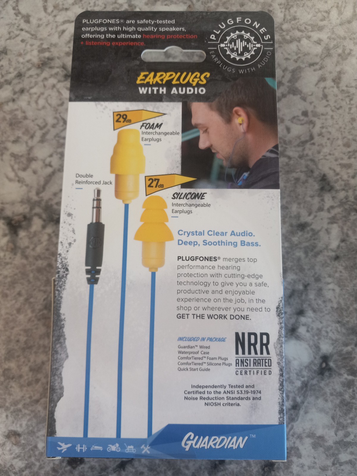 Earplugs with Audio PLUGFONES GUARDIAN Hearing Protection foam/silicone safety
