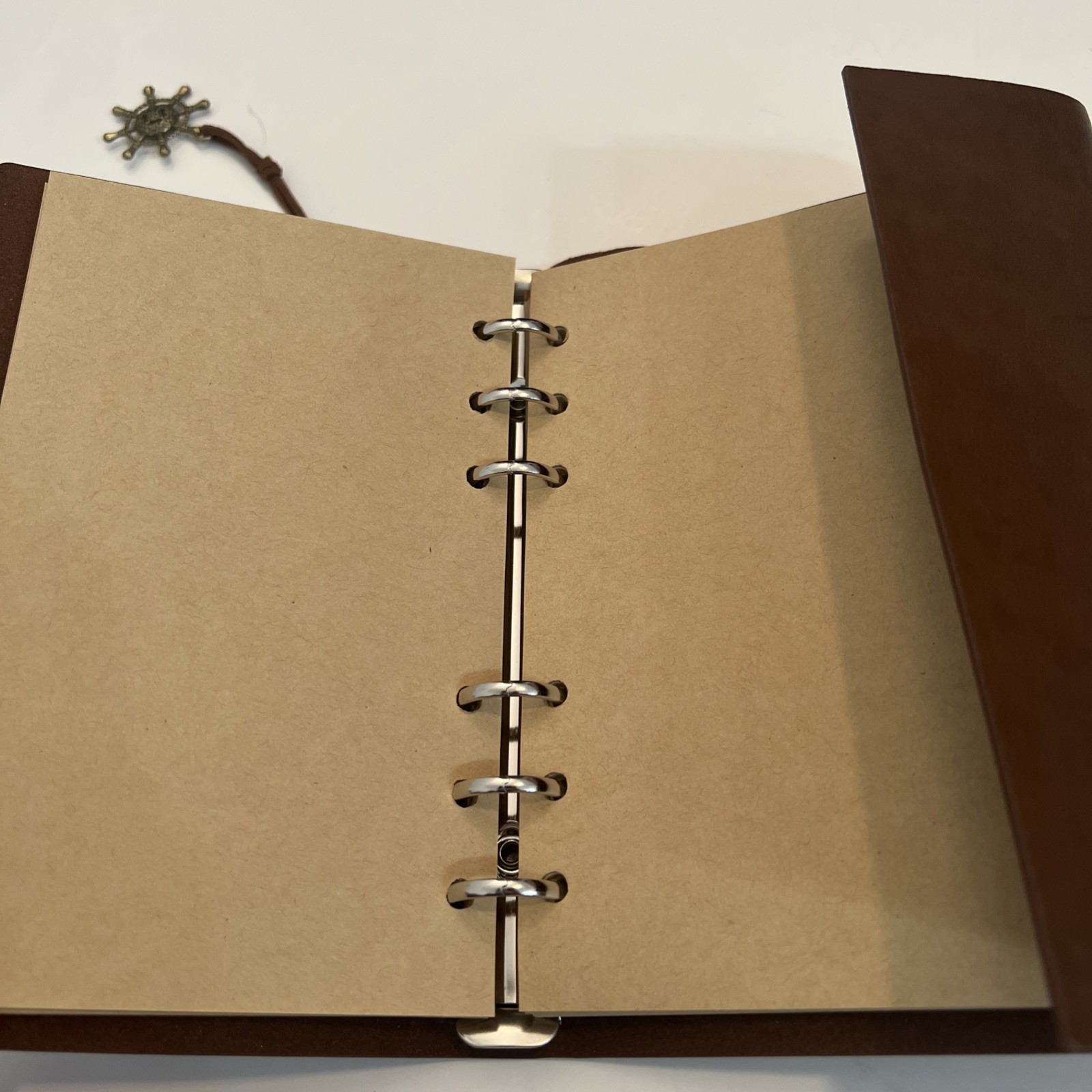 Maleden Nautical Leather Journal Refillable 6 Ring Compact Binder Craft Paper
