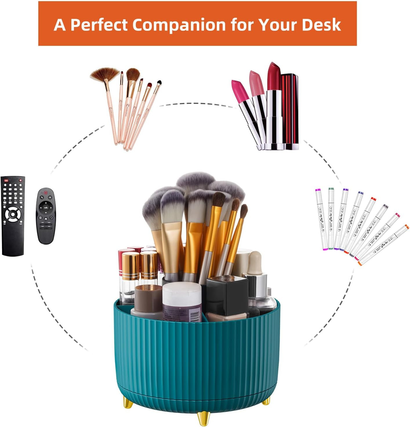 Desk Organizer, 360-Degree Rotating Pen Holder, Desk Organizers and Accessories
