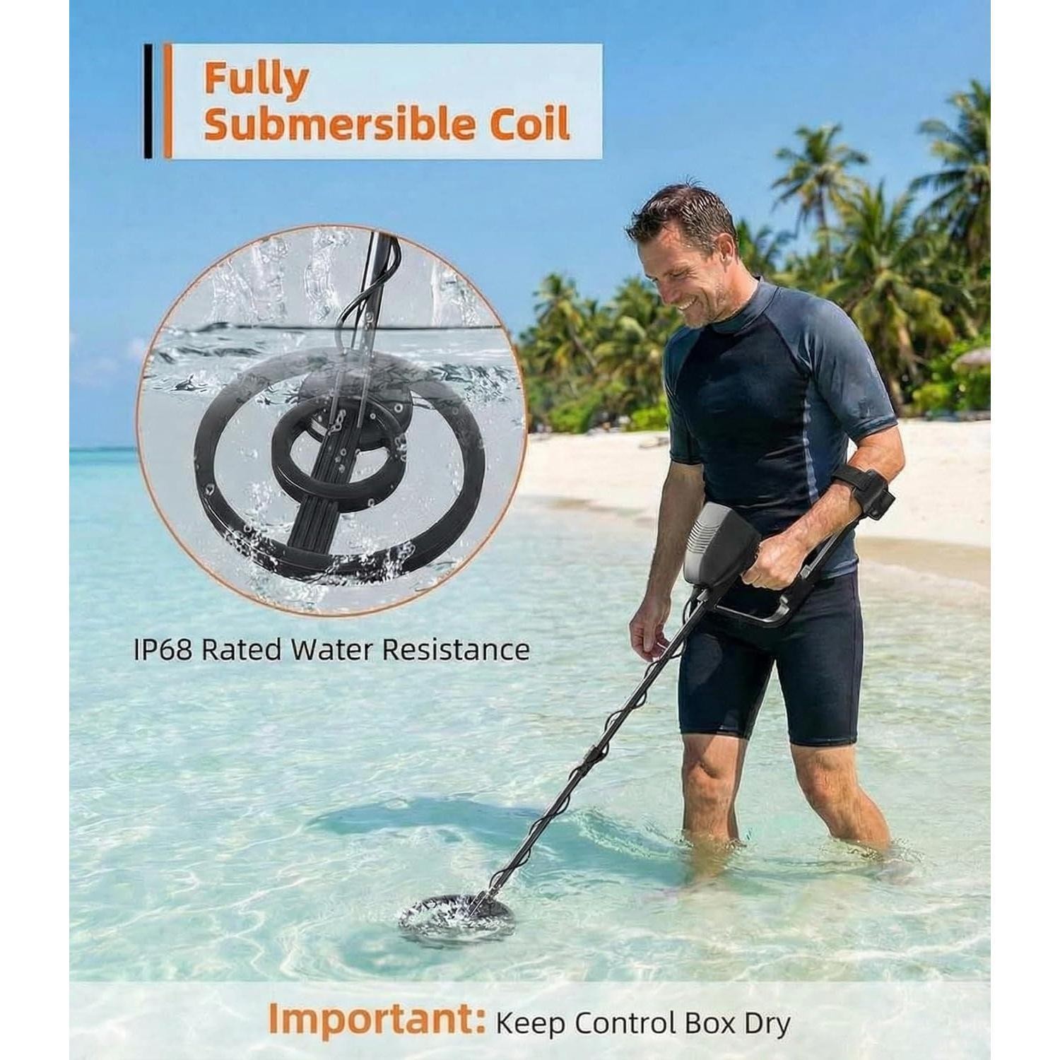Professional Lightweight Metal Detector 11″ Waterproof Coil LCD Screen Full Kit