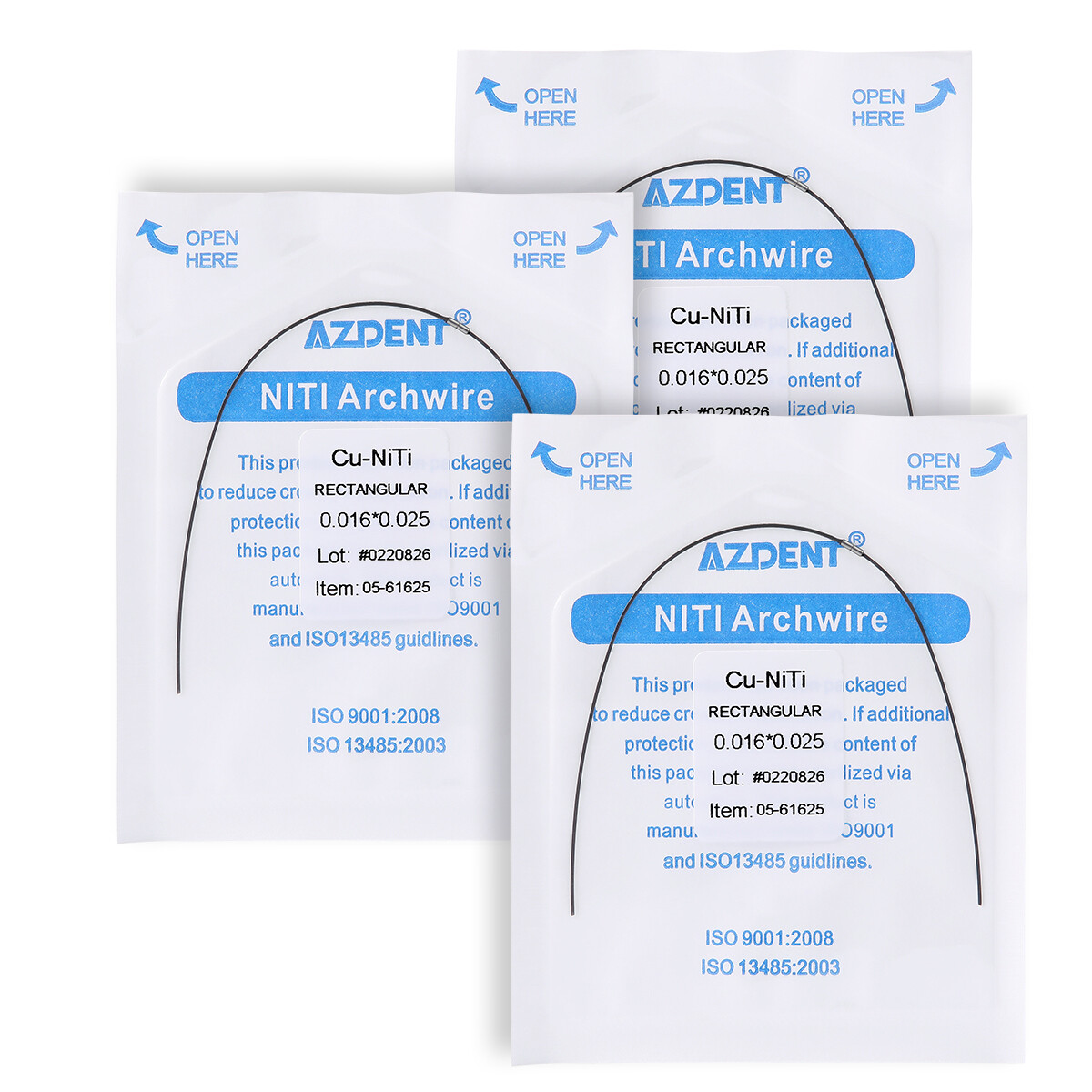 Dental Orthodontic Cu NiTi Copper Rectangular Arch Wire & Stops Preformed AZDENT