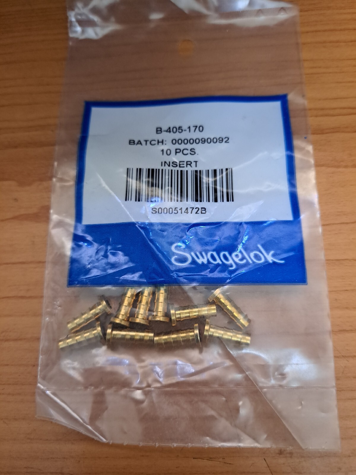 Swagelok B-405-170 Brass Tube inserts 1/4″ pk of 10