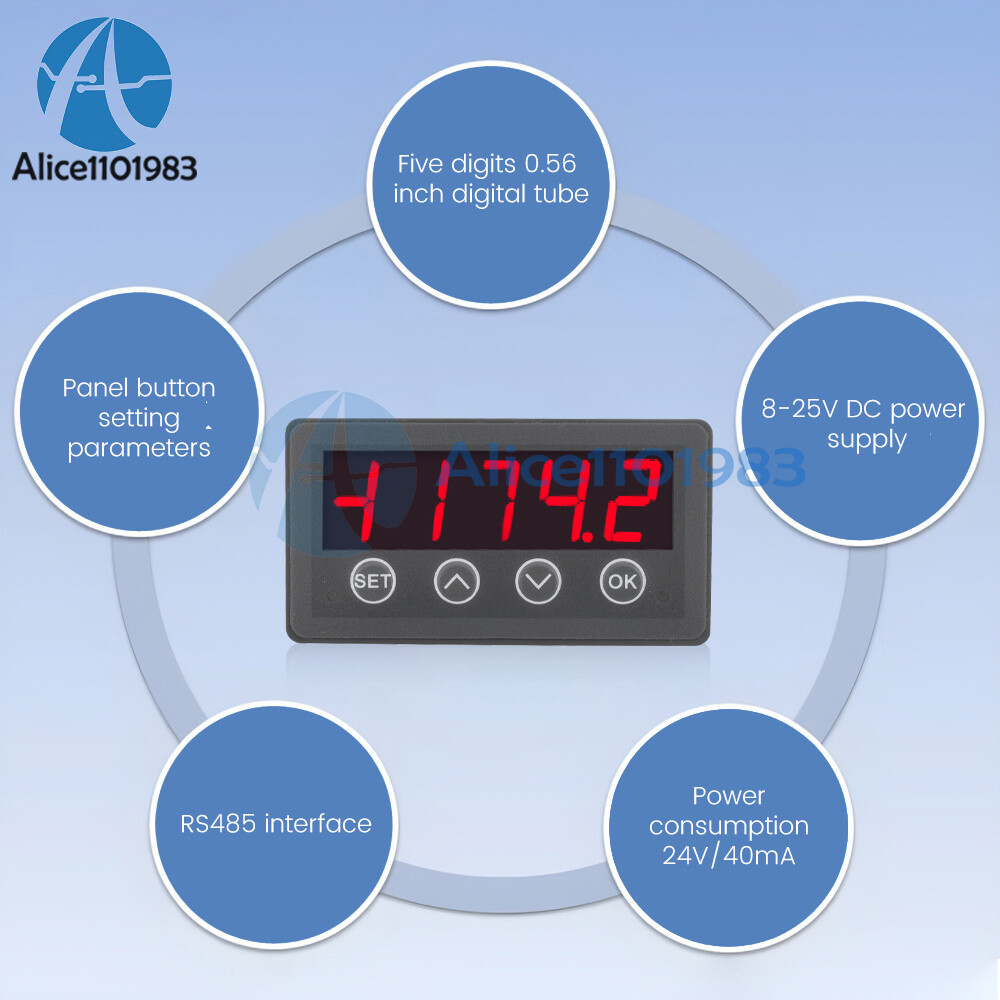 MODBUS-RTU Communication Display Meter RS485 Master-Slave-Monitored DC 8-25V