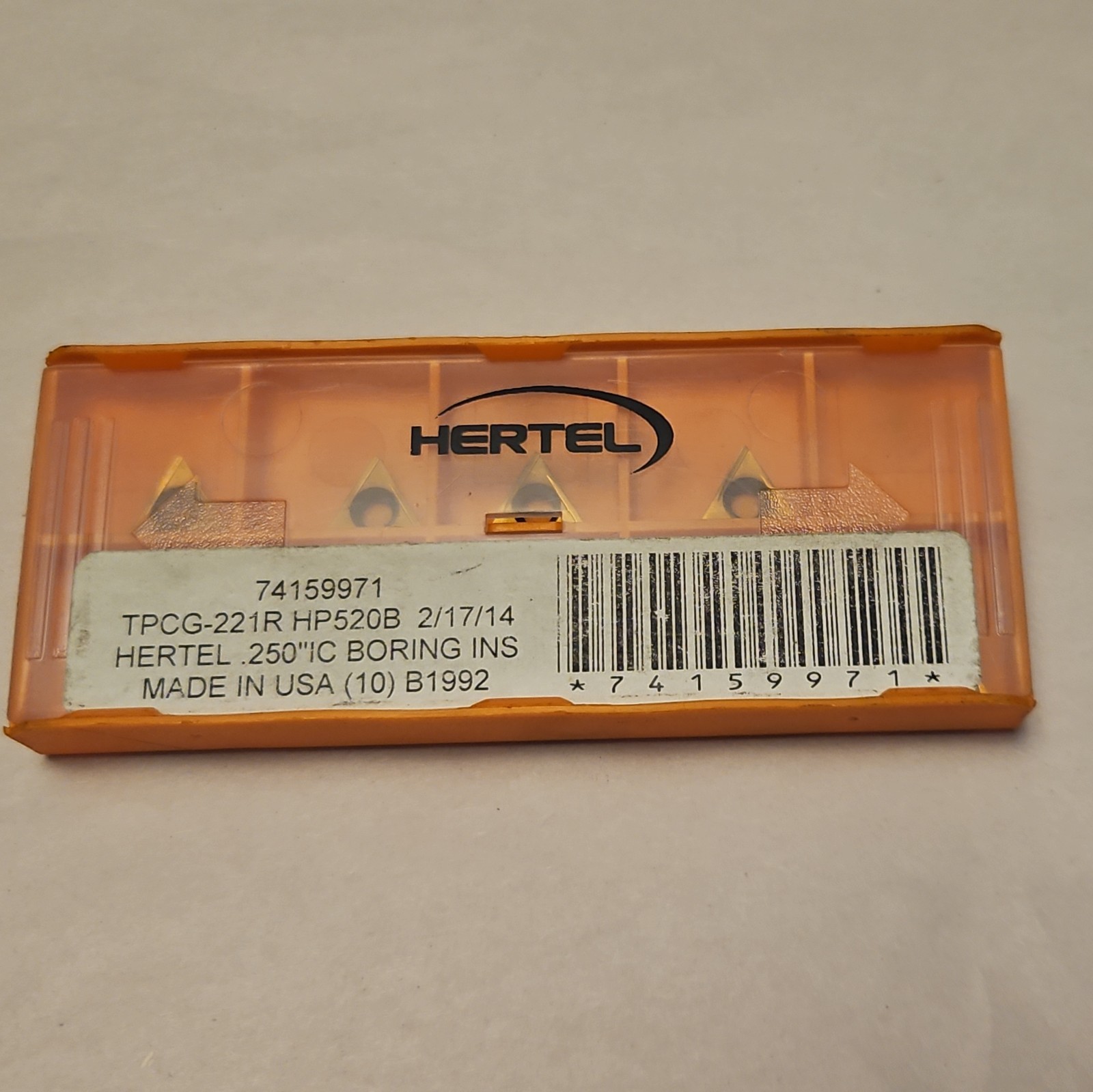 Hertel Boring Insert: TPCG221R HP520B, 9 NEW Solid Carbide.250′ BORING LOT902