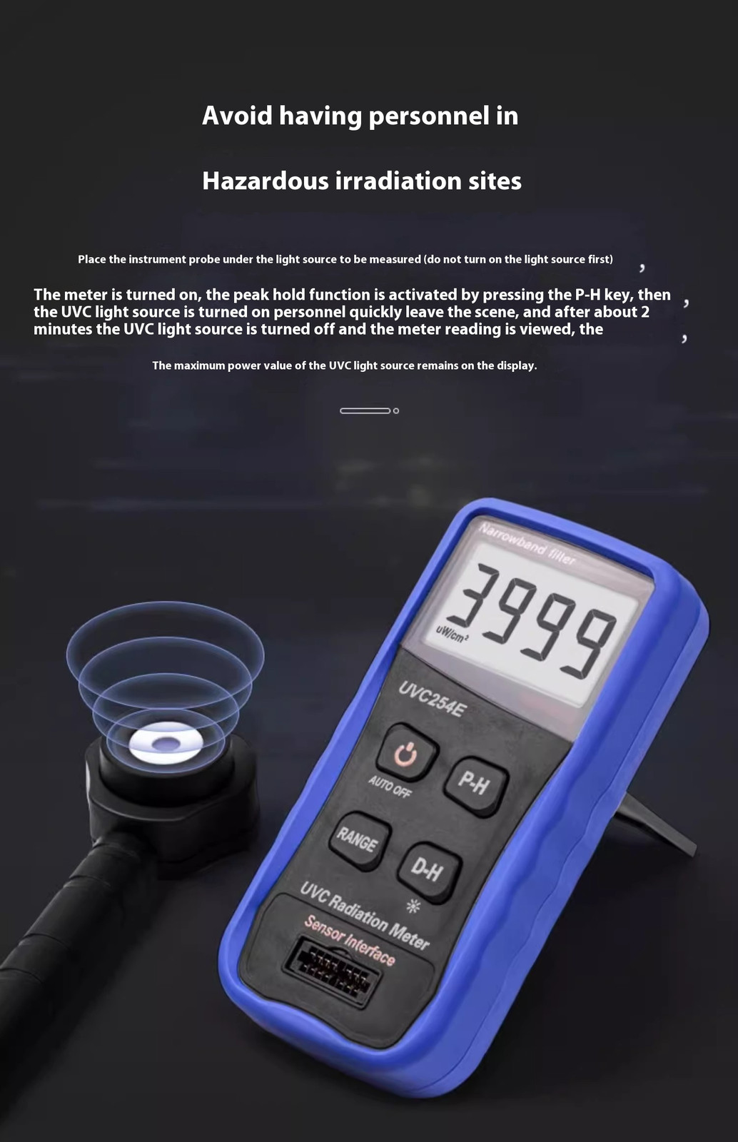 UVC Light Meter UVC254 UV meter measurement of UV radiation intensity Radiometer