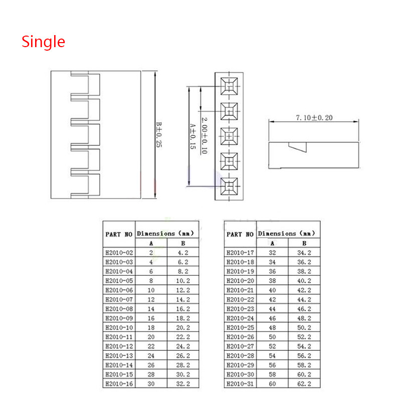 DuPont 2.0mm Connector Plug Housing Single&Double Row 2/3Pin, 2×2~2*5Pin Shell
