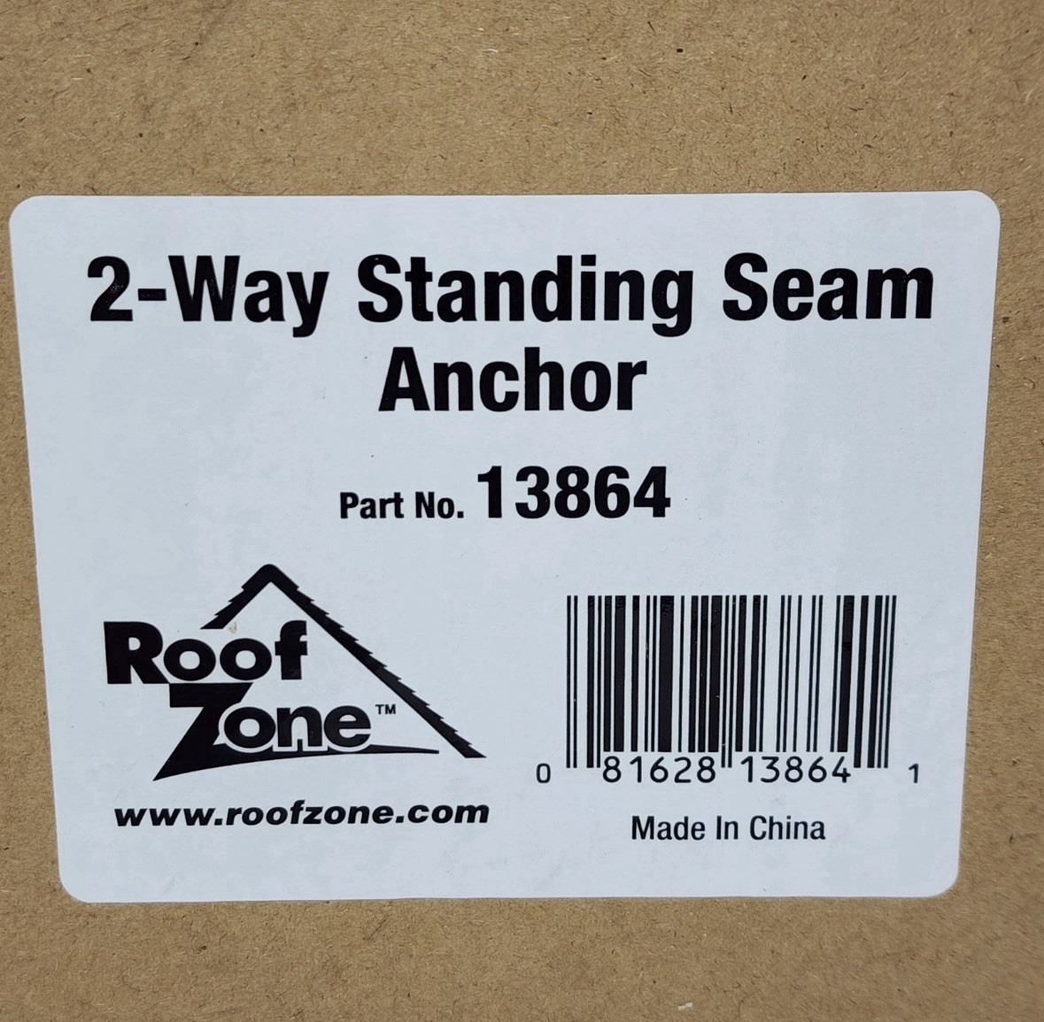Roof Zone 2-Way Standing Seam Anchor Clamp Tie Down PART No. 13864
