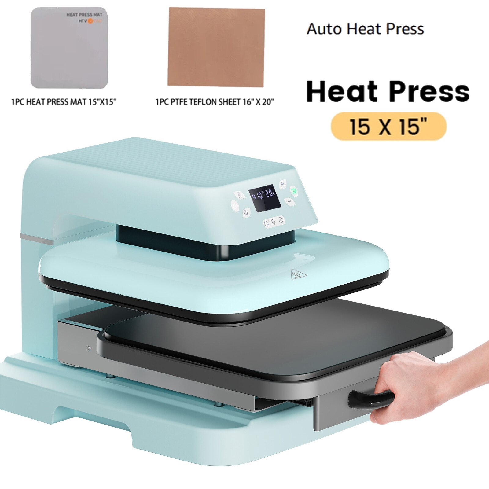 HTVRONT 15×15 Auto Heat Press Machine T shirt press Sublimation Transfer Hat US