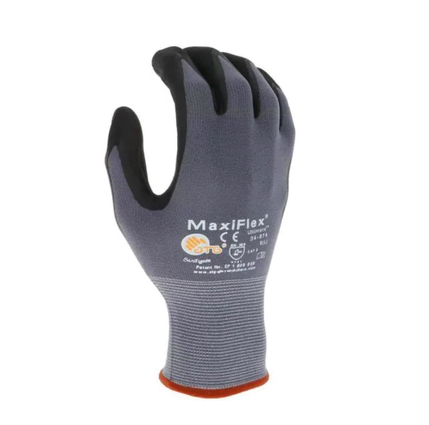 34-874 Ultimate Foam Nitrile Palm Coated Gloves, Gray – Large (Pack of 12 – D…