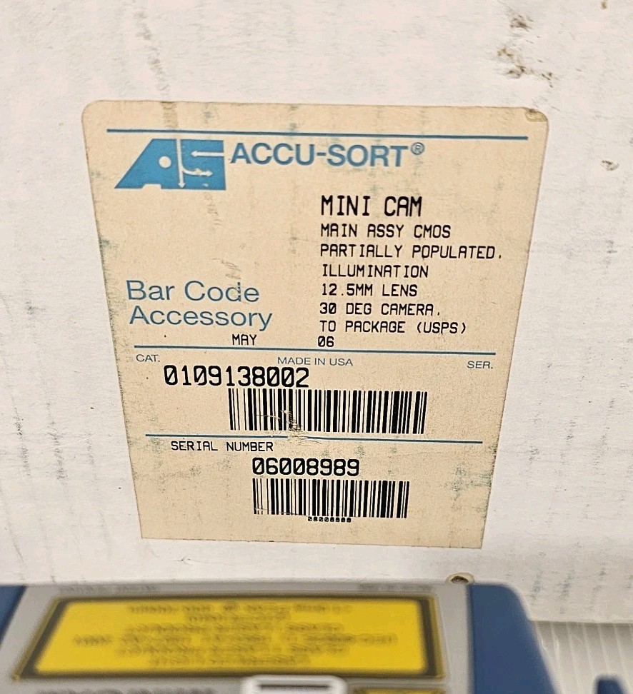New, Accu-Sort Mini Cam 0109138002 Barcode Scanner Camera 30°, 12.5mm Lens CMOS
