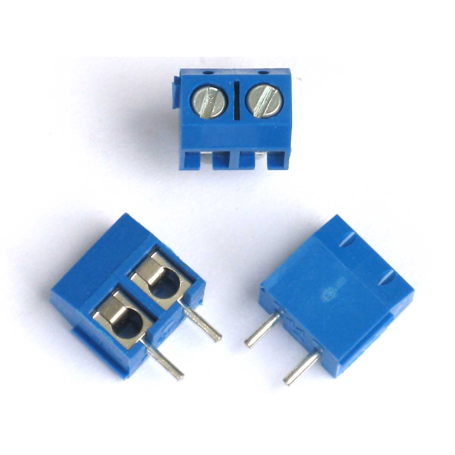 100 Pcs 2-Pin Screw Terminal Block Connector 5.08mm Pitch PCB Mount Blue 100X