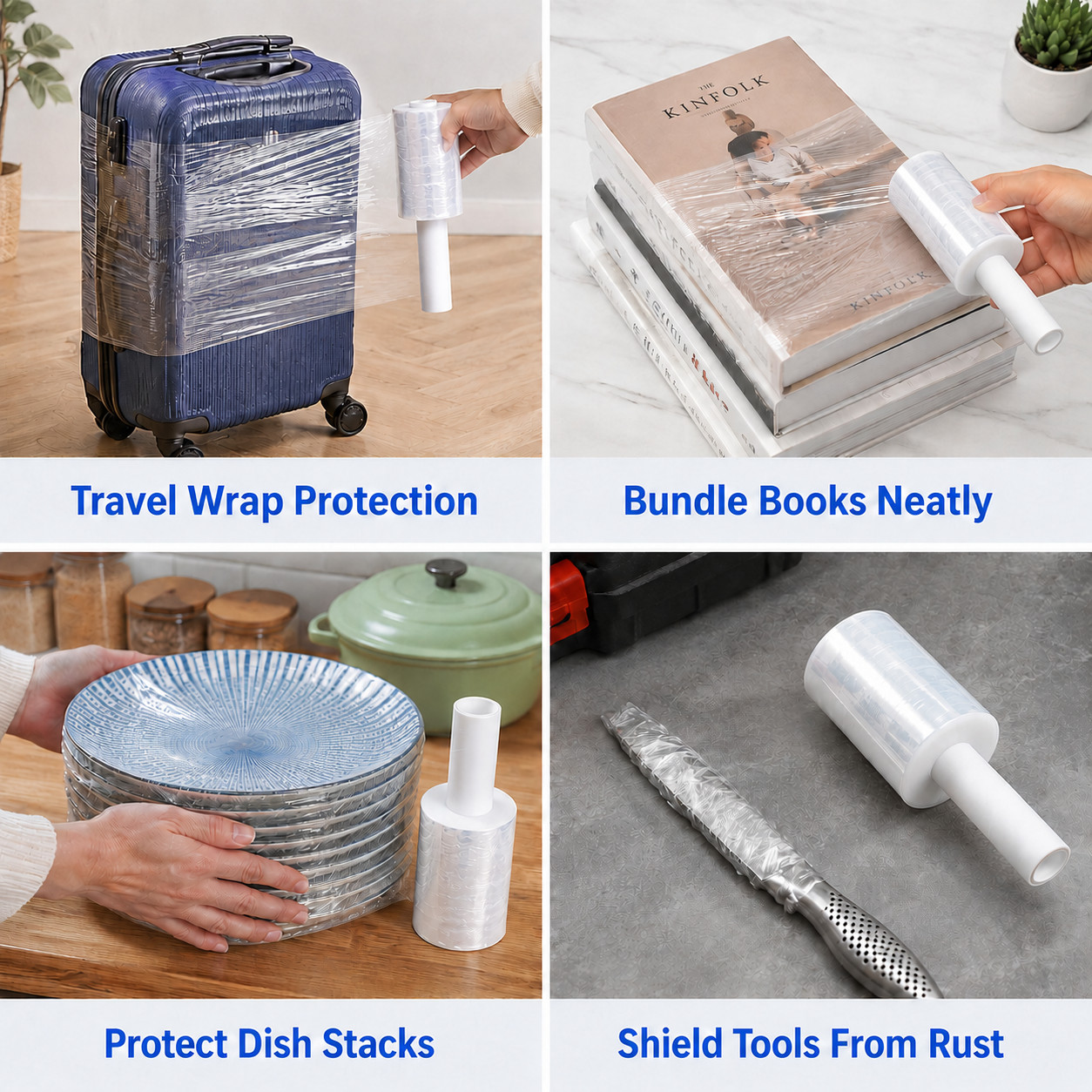 2/8/16 Rolls 5 in. x 1200 ft. Stretch Hand Wrap Clear Cling Plastic Wrap