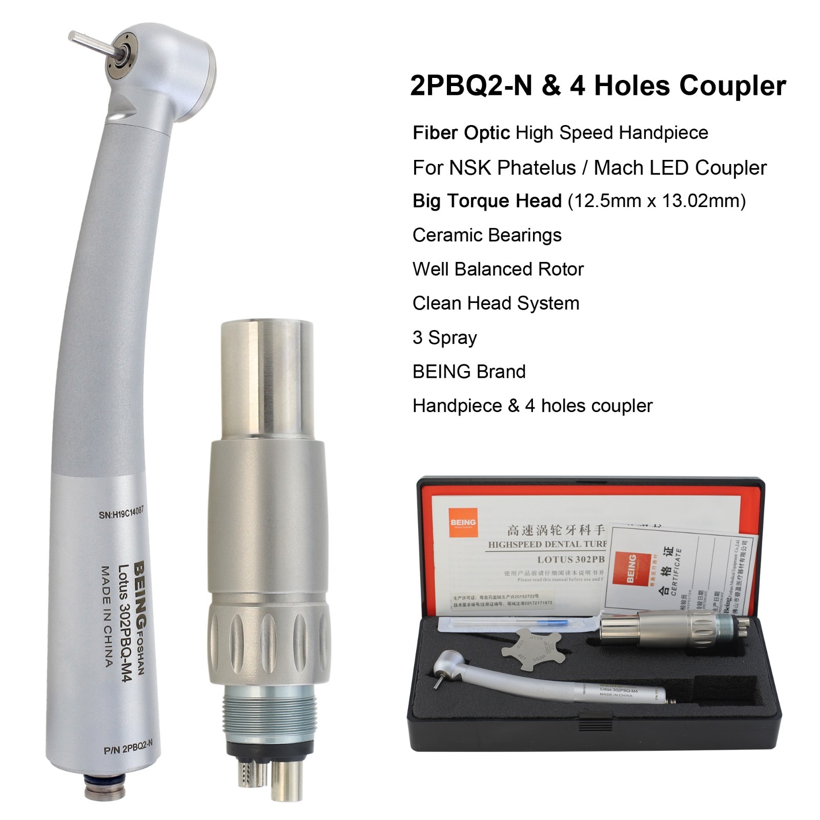 BEING Dental Handpiece High Speed Fiber Optic For KaVo MULTIflex NSK Coupler