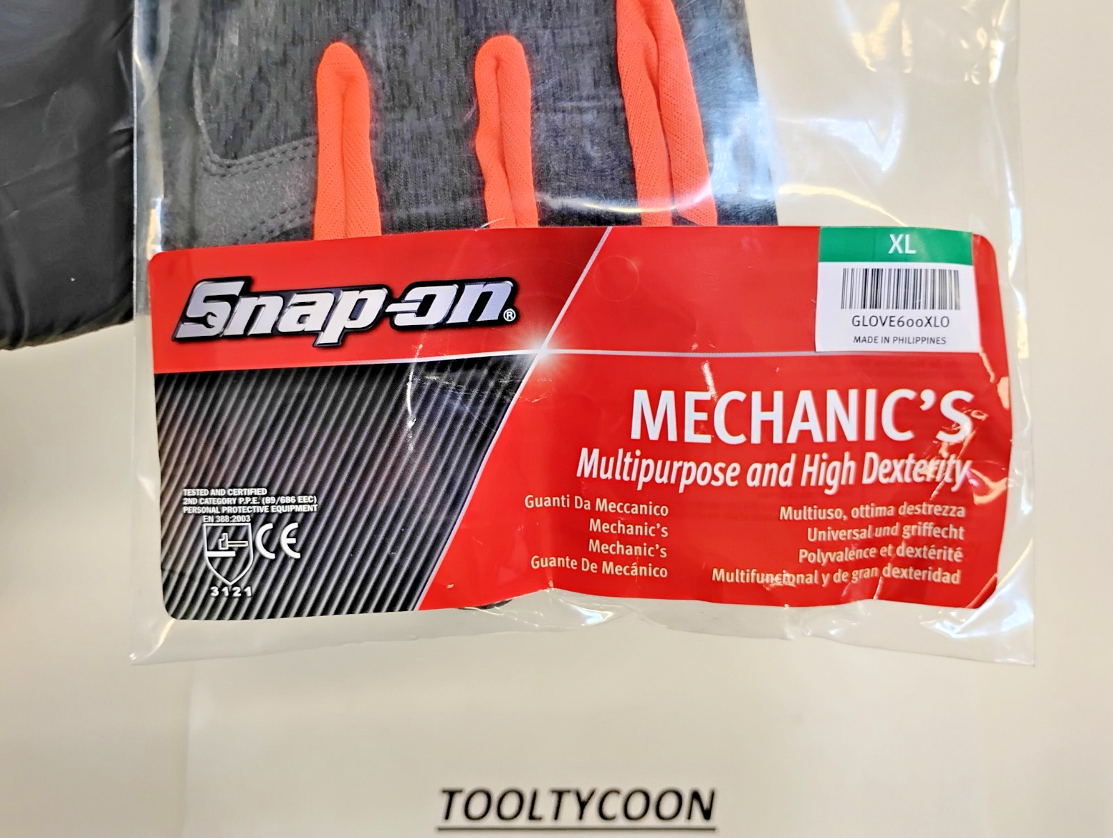 Snap-On Tools GLOVE600XLO NEW Mechanics Glove ORIGINAL EXTRA LARGE ORANGE
