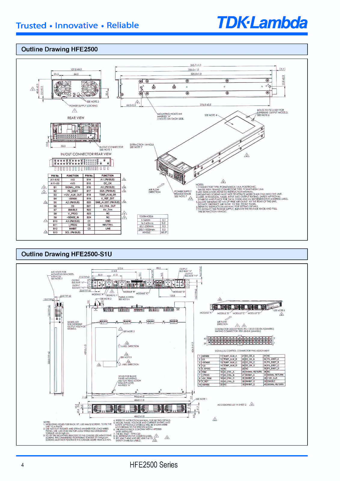 Power Supply, 120-240VAC to 48VDC or 12VDC OUT, TDK-Lambda HFE2500-48/S
