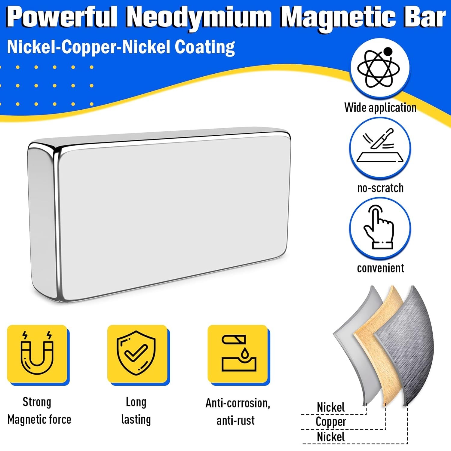 100Pcs Strong Neodymium Magnets Bar, Heavy Duty Rare Earth Magnets, Rectangul…