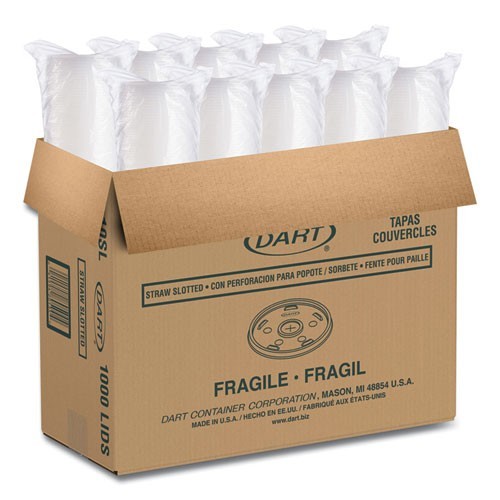 Dart Plastic Cold Cup Lids, Fits 10 oz Cups, Translucent, 100/Pack, 10 Packs/CT