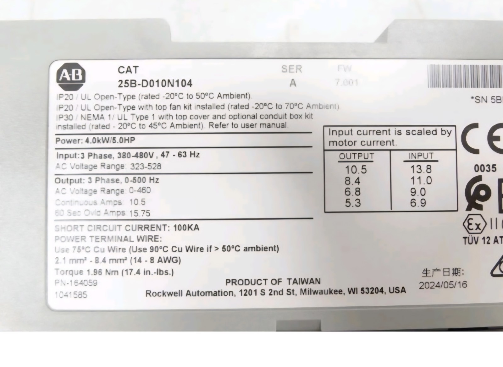 ALLEN BRADLEY 25B-D010N104 Drive New No Box