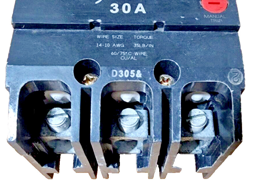 GE Type TEY330, 30 Amp, 3-Pole, 480 / 277Vac Circuit Breaker 14KA