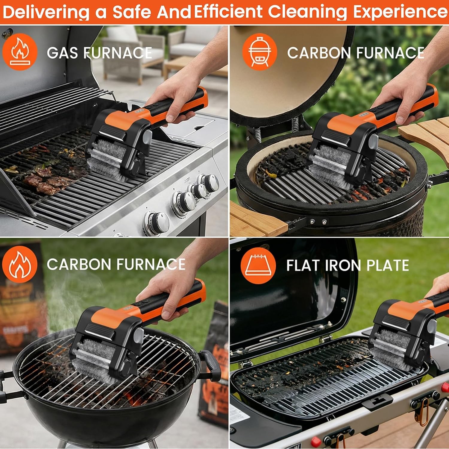 Electric Grill Brush, 950 RPM Cordless Electric BBQ Grill Cleaner with 4500mAh