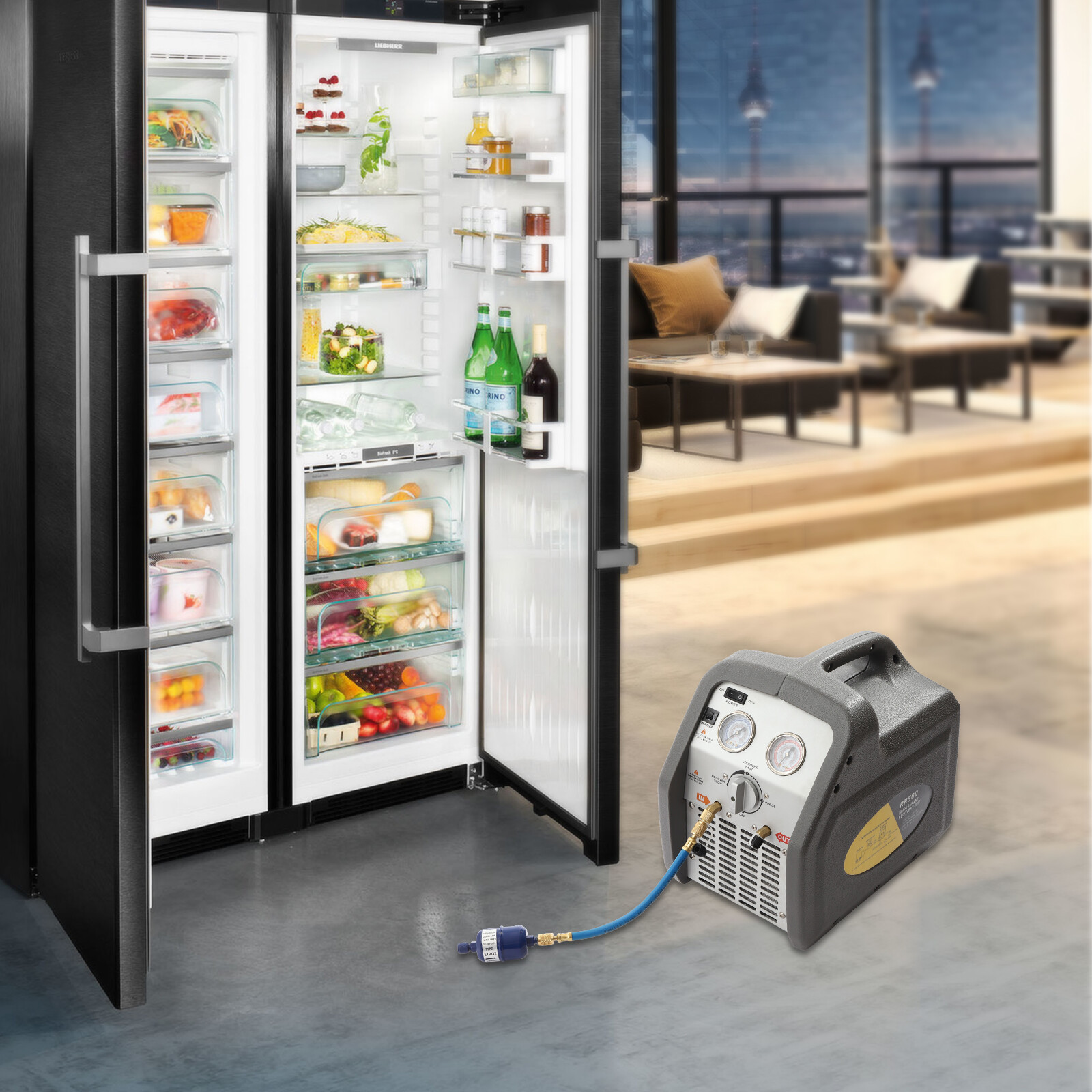 A/C Refrigerant Recovery Machine for hvac freon reclaim 3/4HP 110V/60Hz 558psi