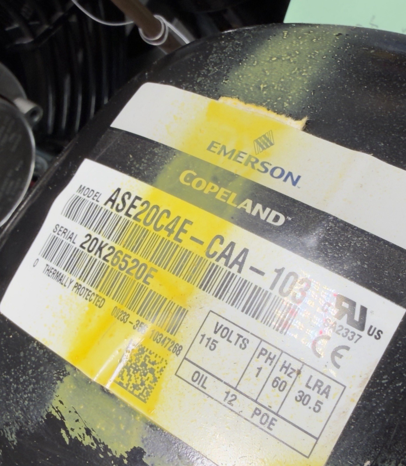 Copeland M6EM-H032-CAA-212 Condensing Unit R404A, 1/3 HP, 115V, ASE20C4E
