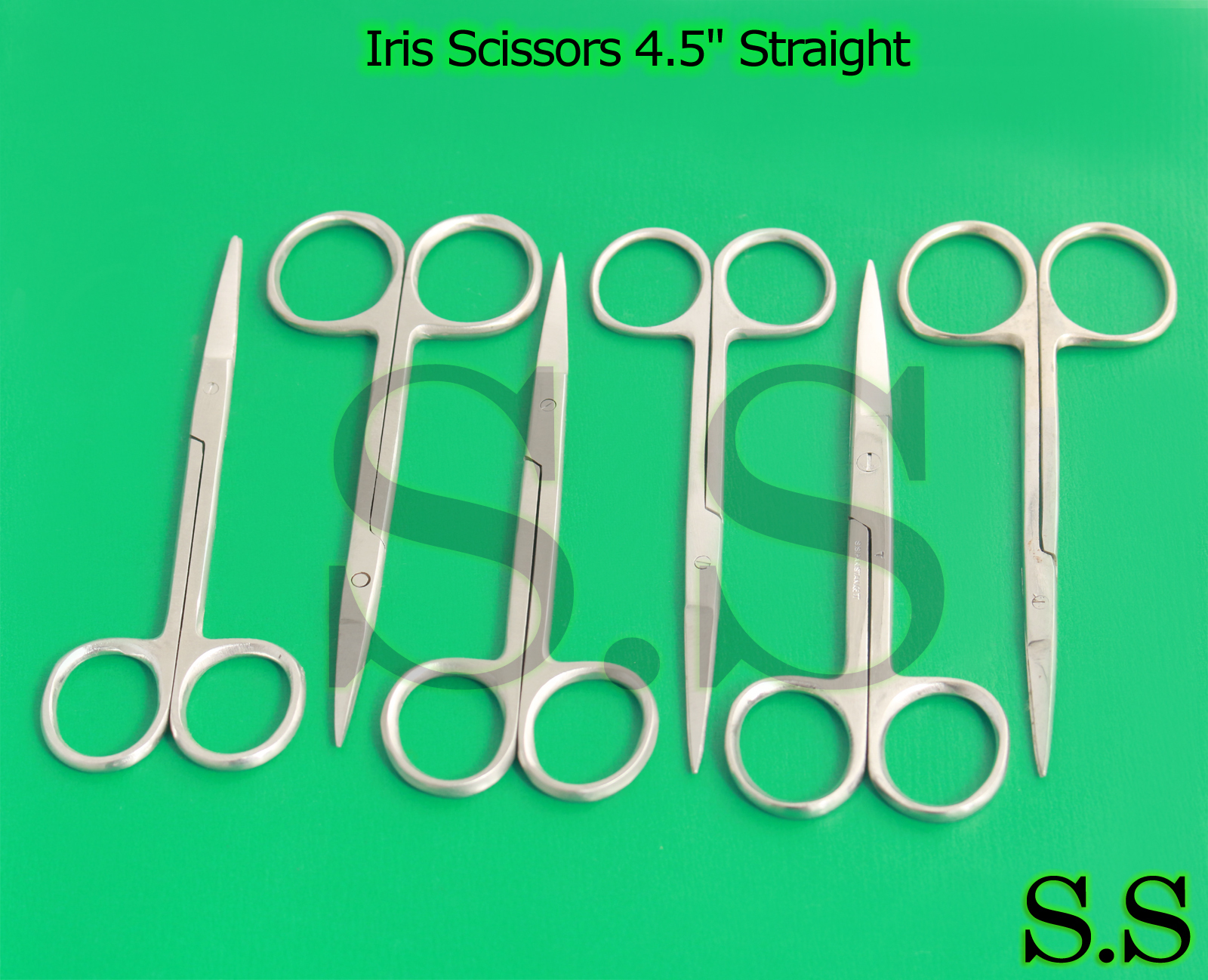 12 Pcs Iris Scissors 4.5″ Straight Surgical Dental Instruments German Grade