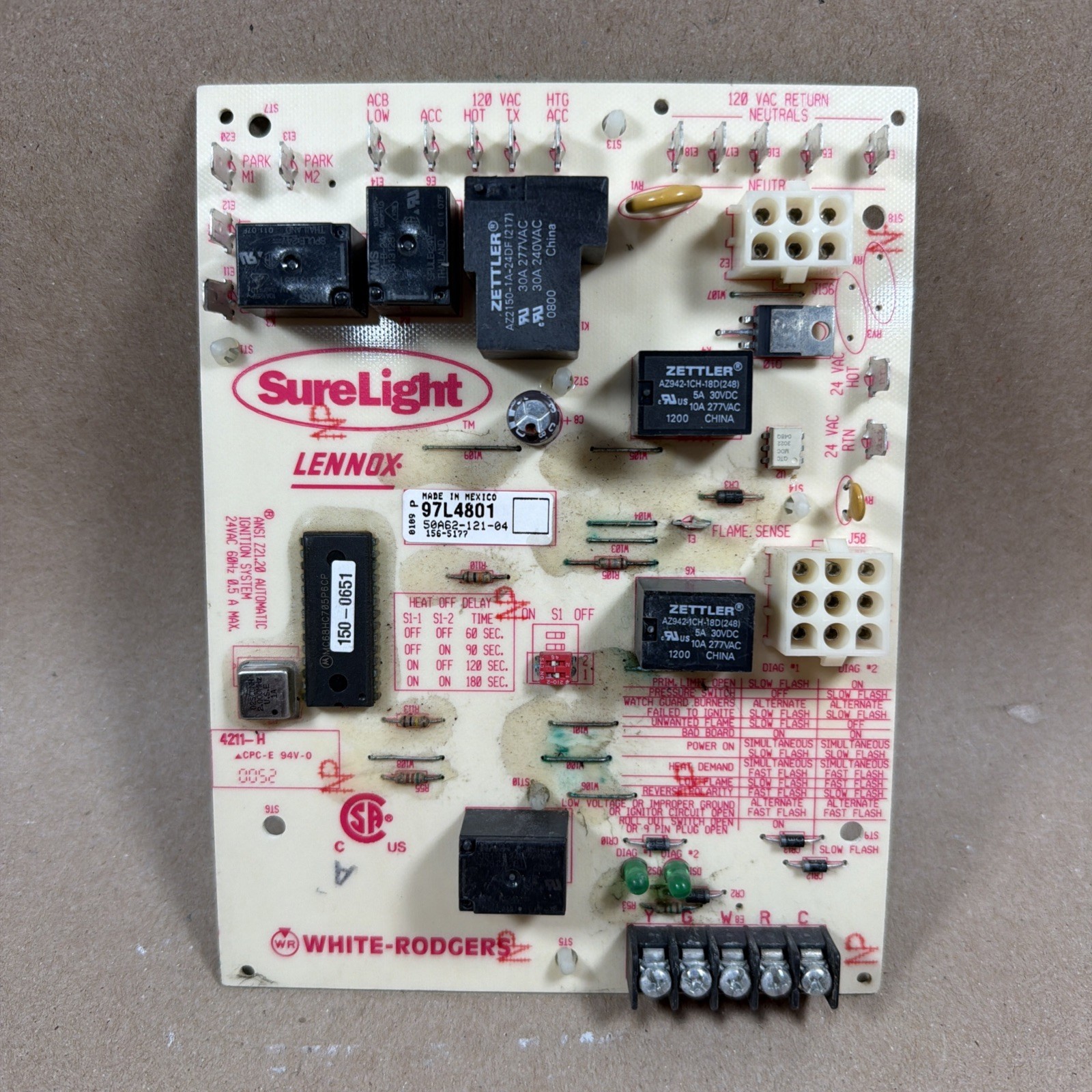 TESTED🔥 Lennox SureLight Control Board 97L4801 White Rodgers 50A62-121