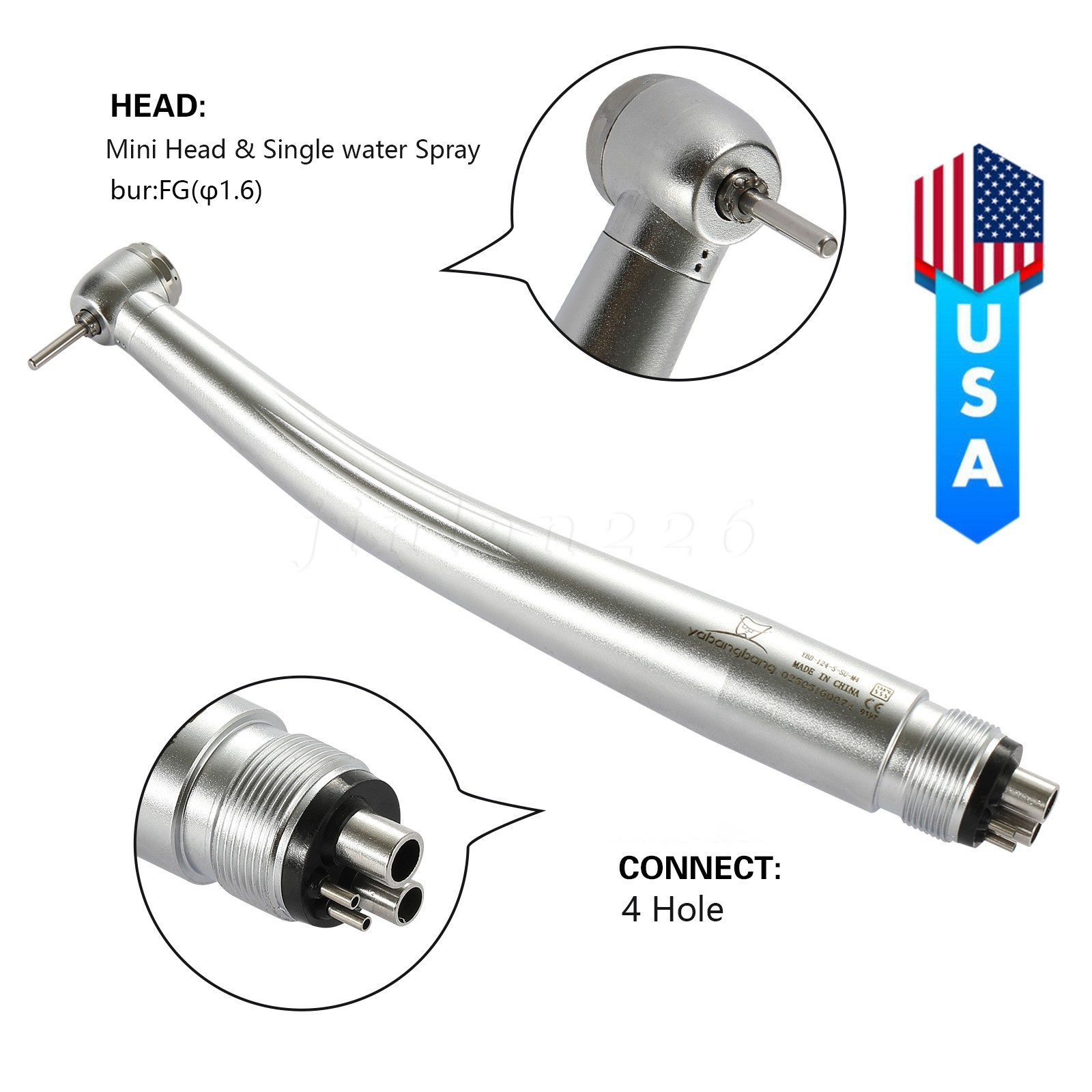 Dental High Speed Handpiece Small Mini Head Turbine 4 Hole Fit NSK