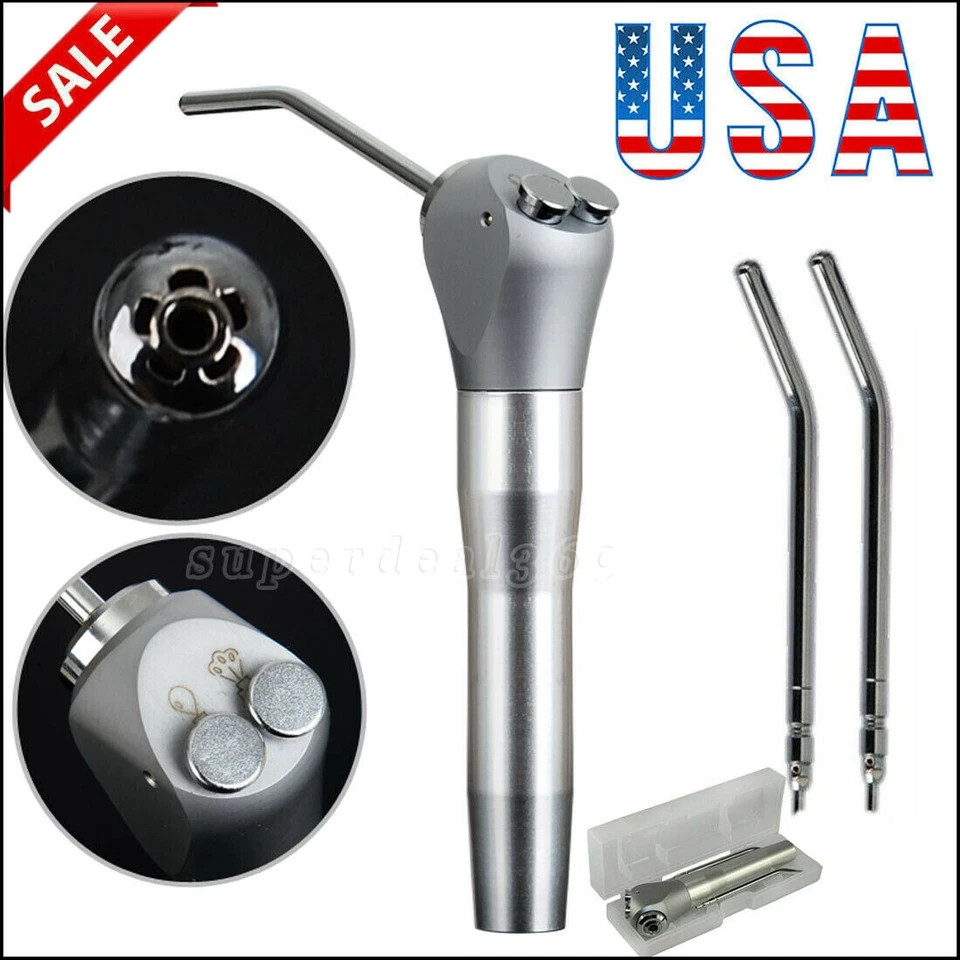 Dental 3 Way Air Water Spray Triple Syringe Handpiece w/ 2 Nozzles Tips Tubes